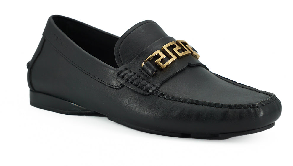 Versace Elegant Black Calf Leather Men&