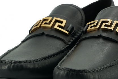 Versace Elegant Black Calf Leather Men&