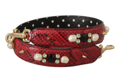 Dolce &amp; Gabbana Elegant Red Python Leather Shoulder Strap