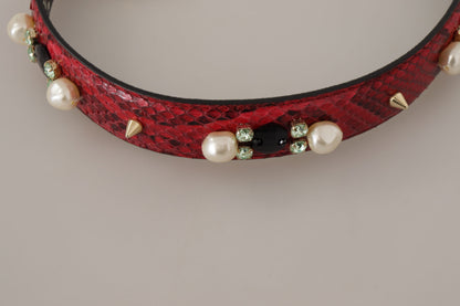 Dolce &amp; Gabbana Elegant Red Python Leather Shoulder Strap