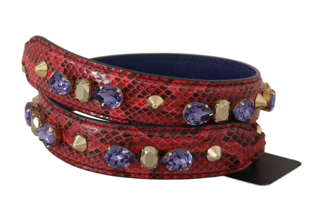 Dolce &amp; Gabbana Elegant Red Python Leather Handbag Strap