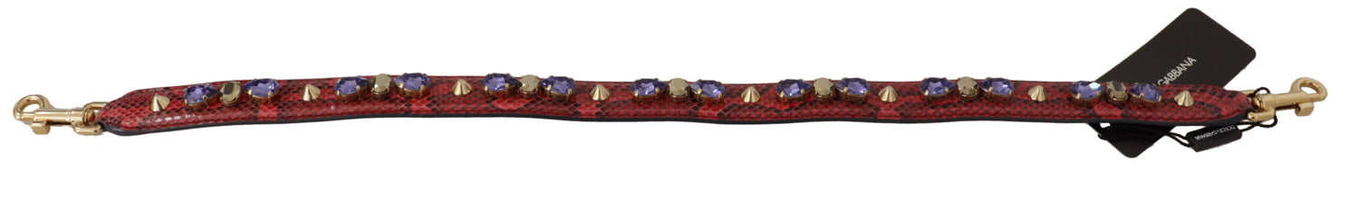 Dolce &amp; Gabbana Elegant Red Python Leather Handbag Strap