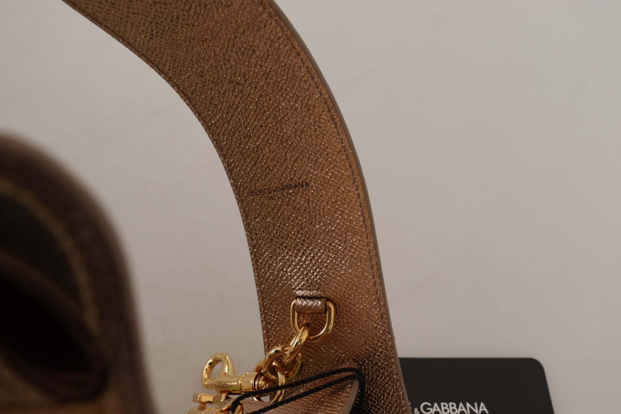 Dolce &amp; Gabbana Elegant Gold Leather Shoulder Strap