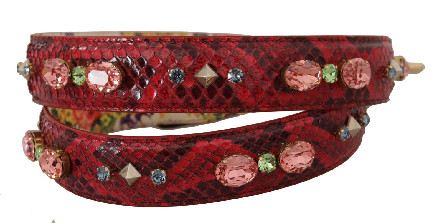 Dolce &amp; Gabbana Elegant Red Python Leather Bag Strap