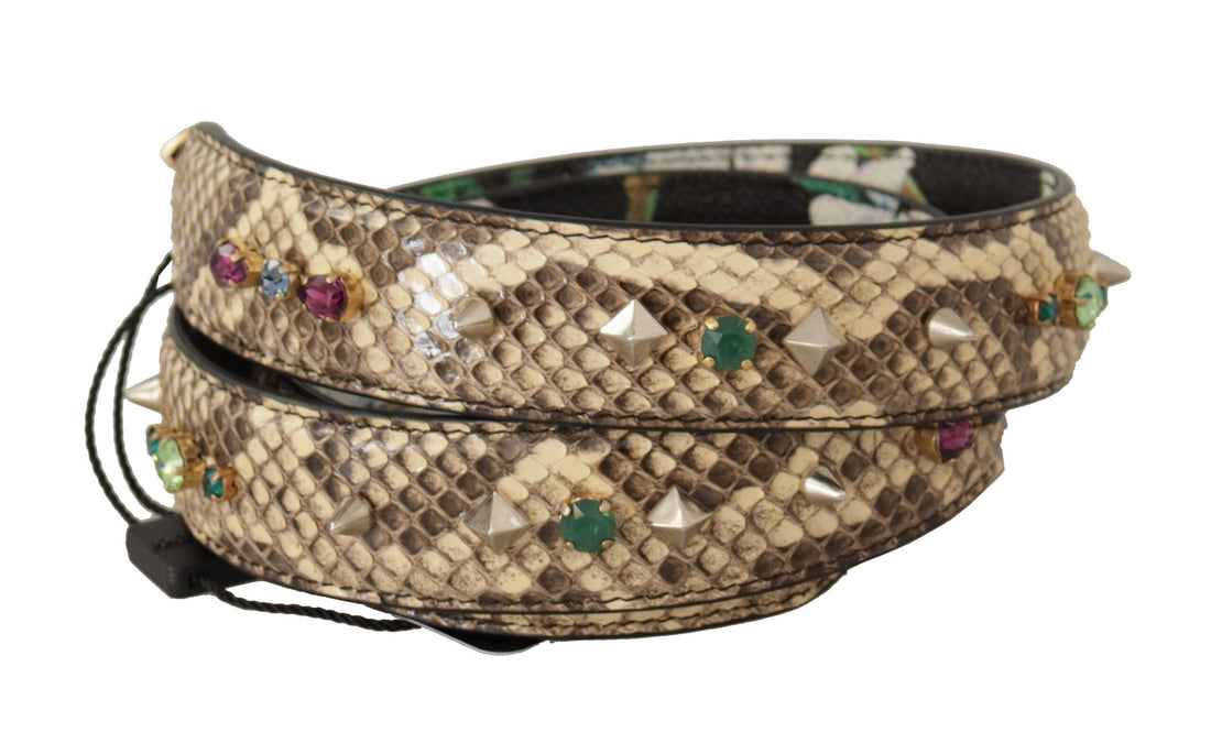 Dolce &amp; Gabbana Elegant Beige Python Leather Shoulder Strap