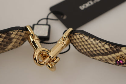 Dolce &amp; Gabbana Elegant Beige Python Leather Shoulder Strap