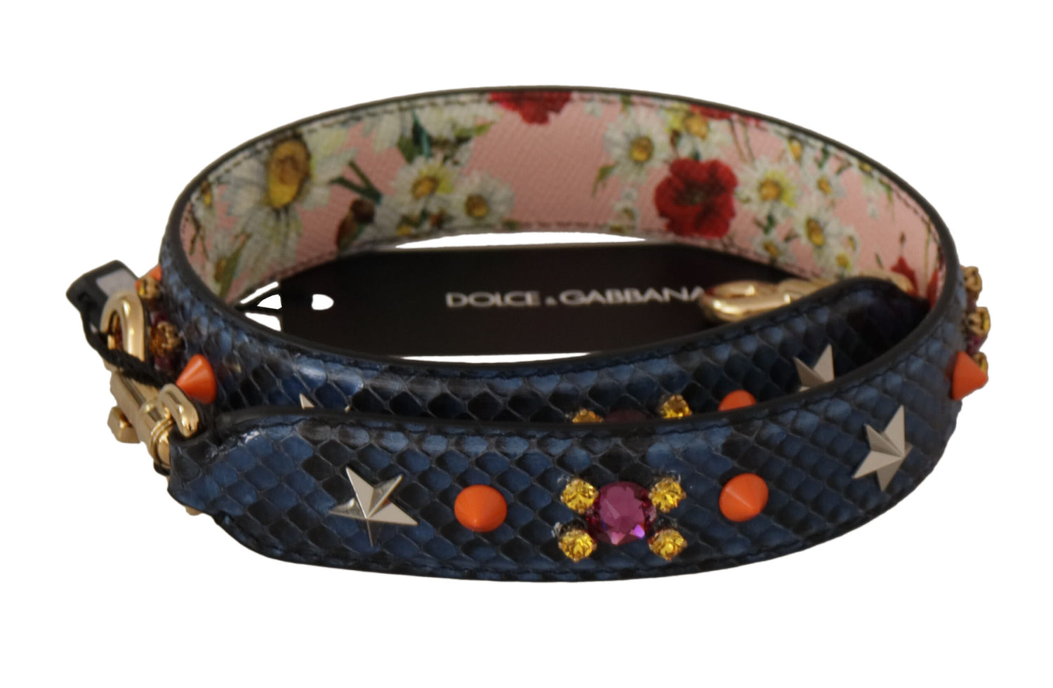 Dolce &amp; Gabbana Elegant Blue Python Leather Bag Strap