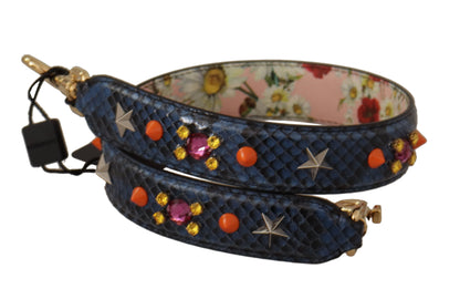 Dolce &amp; Gabbana Elegant Blue Python Leather Bag Strap