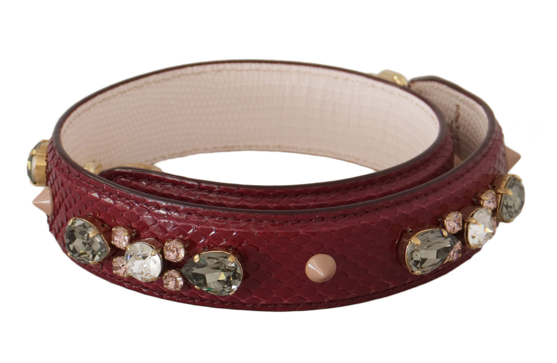 Dolce &amp; Gabbana Elegant Python Leather Bag Strap in Bordeaux