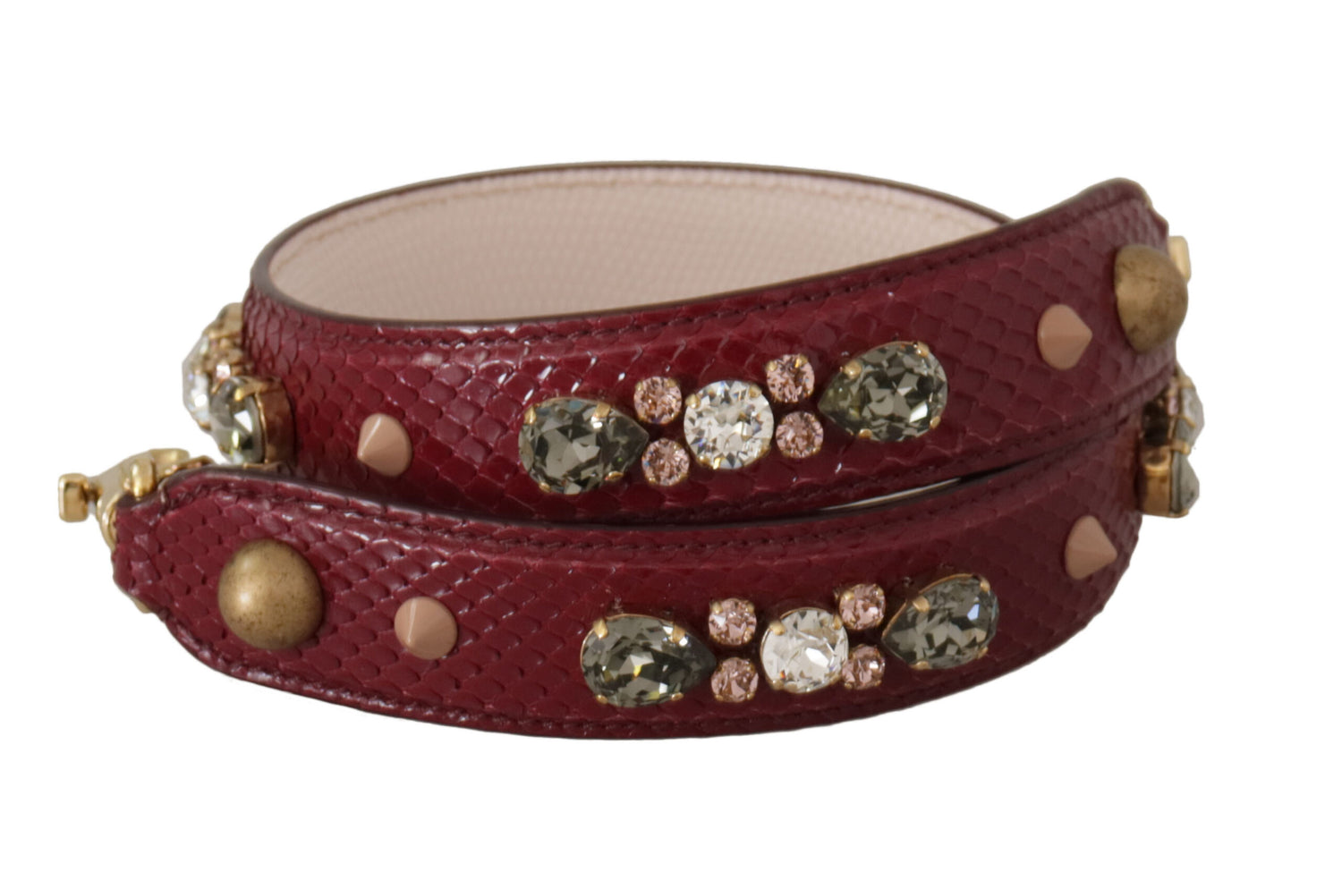 Dolce &amp; Gabbana Elegant Python Leather Bag Strap in Bordeaux