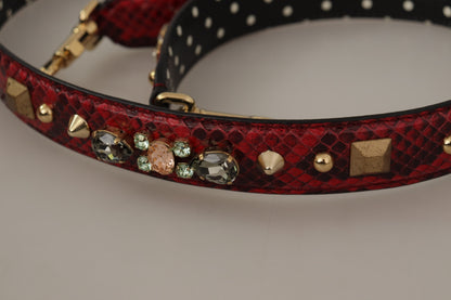 Dolce &amp; Gabbana Red Python Leather Shoulder Bag Strap