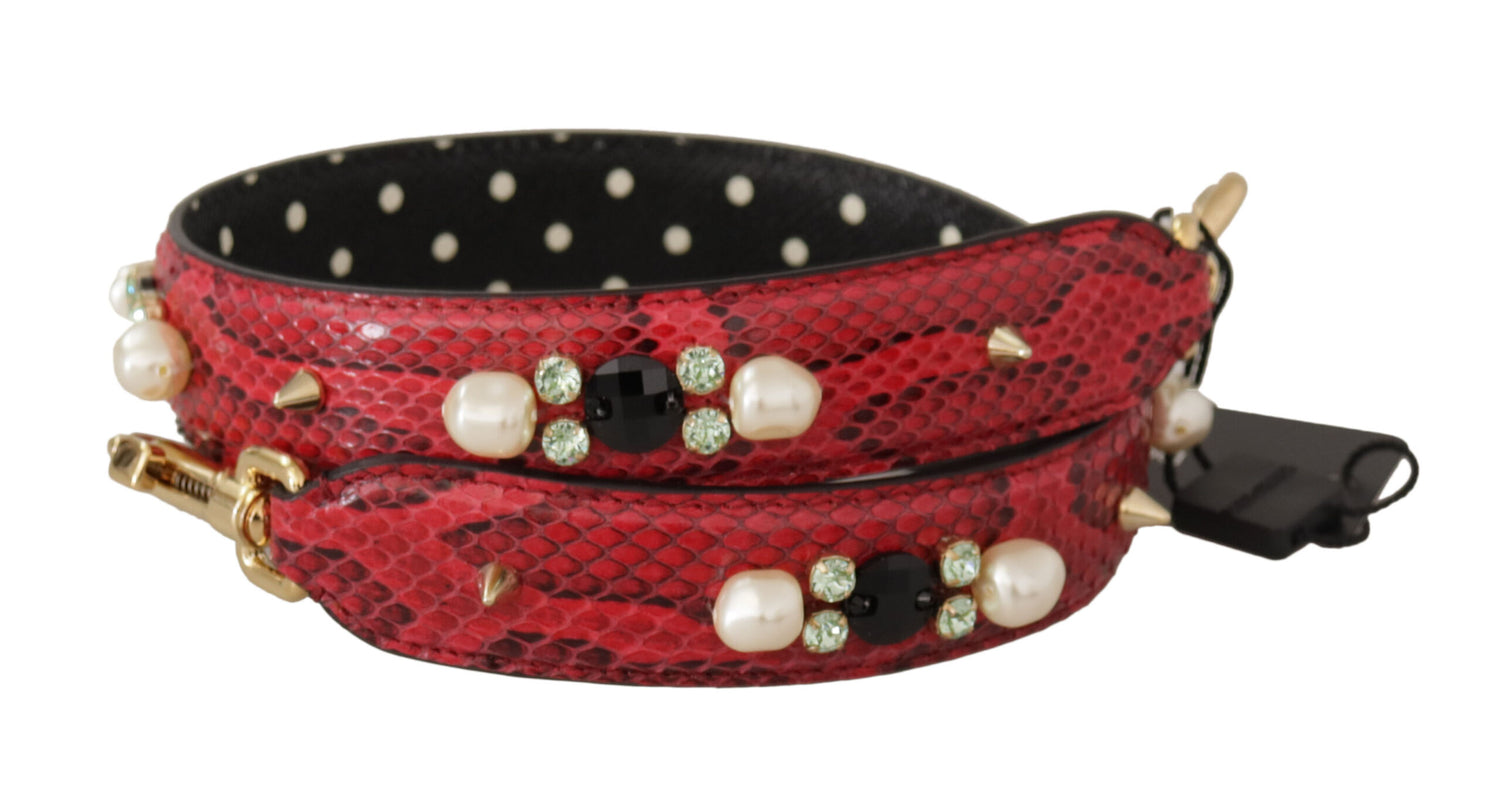 Dolce &amp; Gabbana Elegant Red Python Leather Shoulder Strap