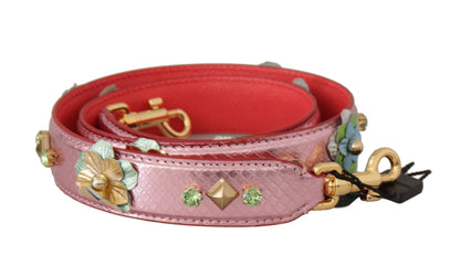 Dolce &amp; Gabbana Elegant Metallic Pink Leather Shoulder Strap