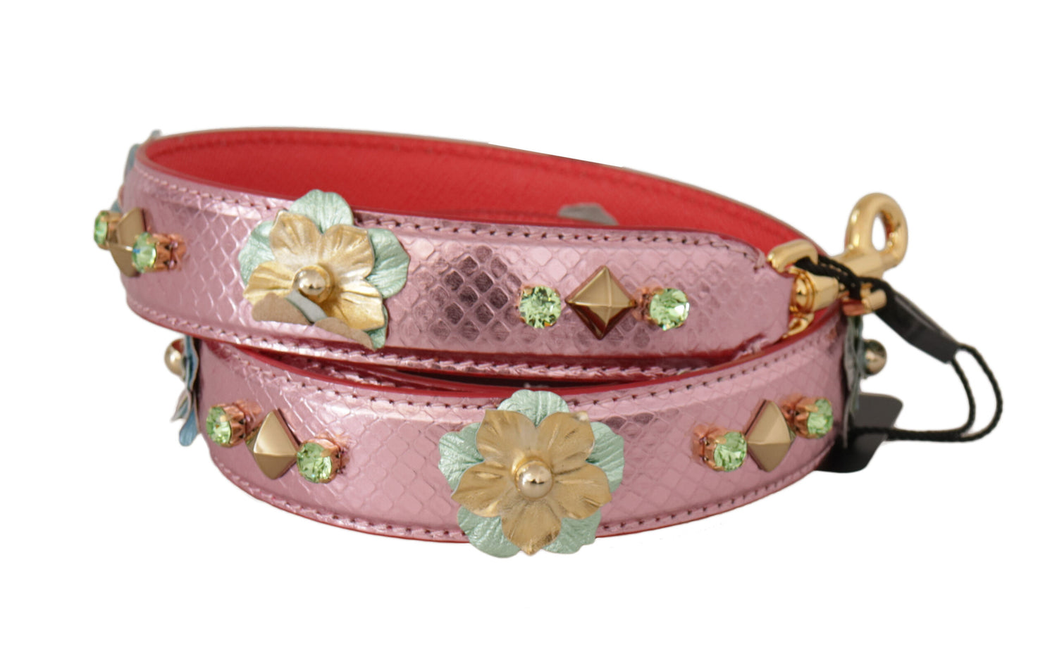 Dolce &amp; Gabbana Elegant Metallic Pink Leather Shoulder Strap