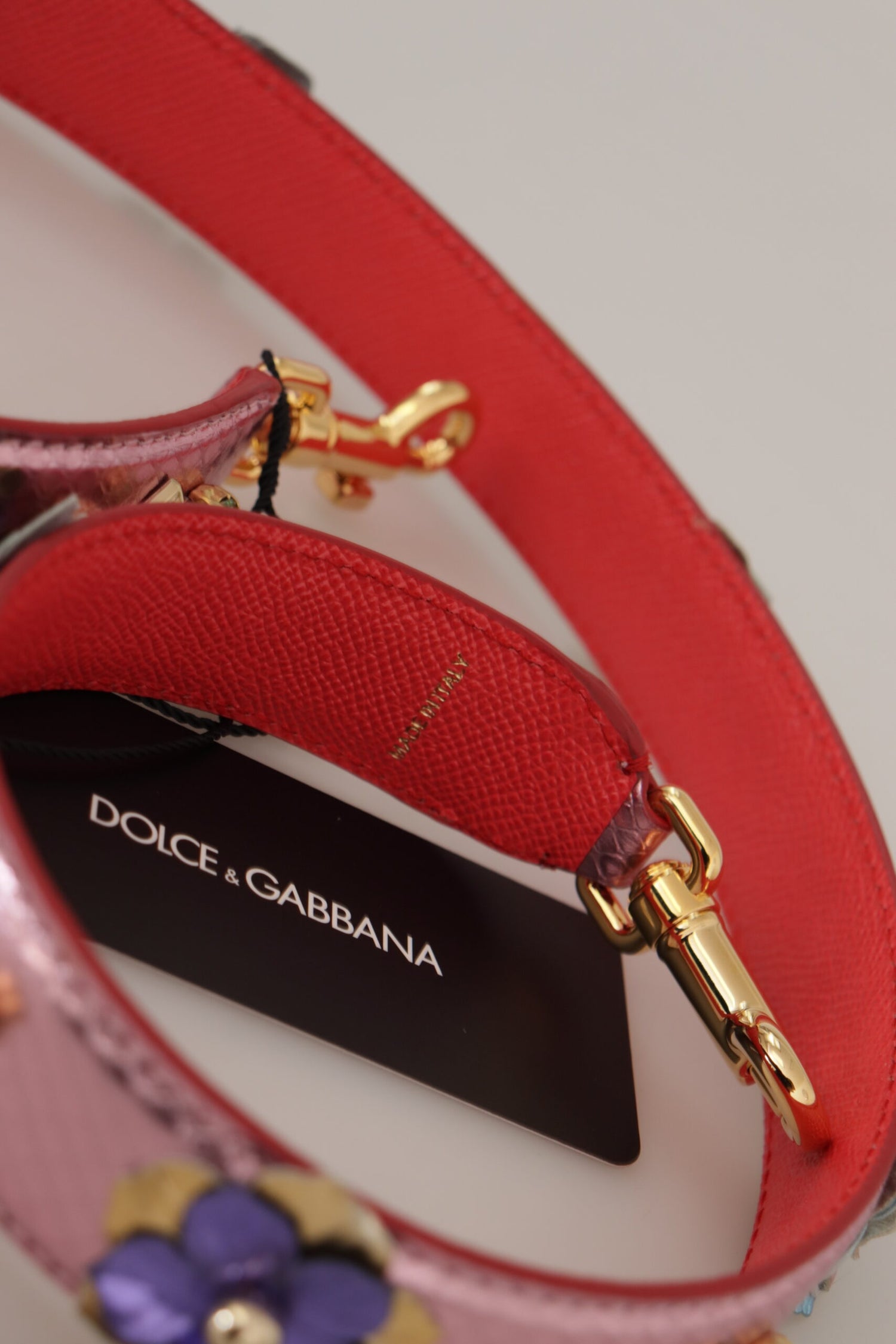 Dolce &amp; Gabbana Elegant Metallic Pink Leather Shoulder Strap