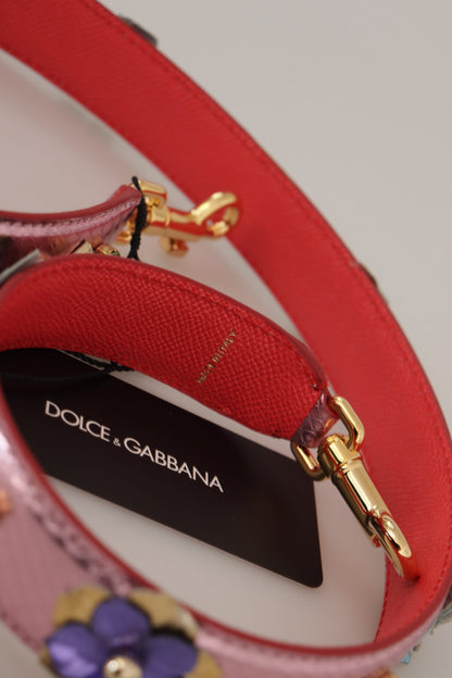 Dolce &amp; Gabbana Elegant Metallic Pink Leather Shoulder Strap