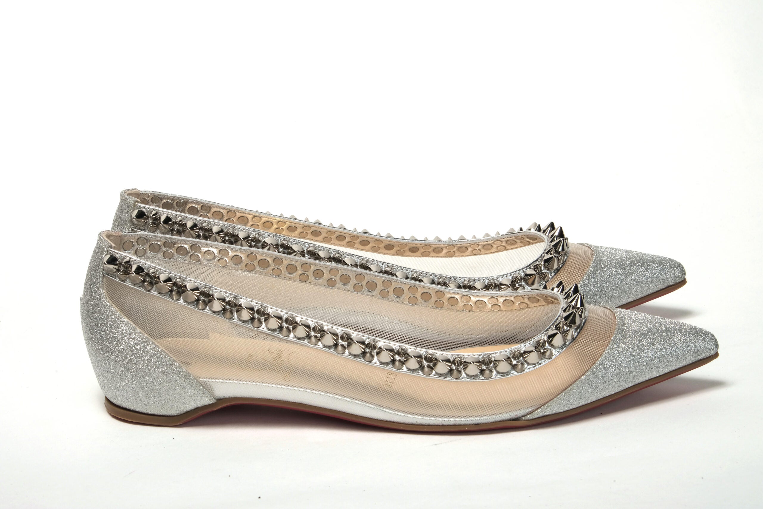 Christian Louboutin Silver Flat Point Toe Shoe