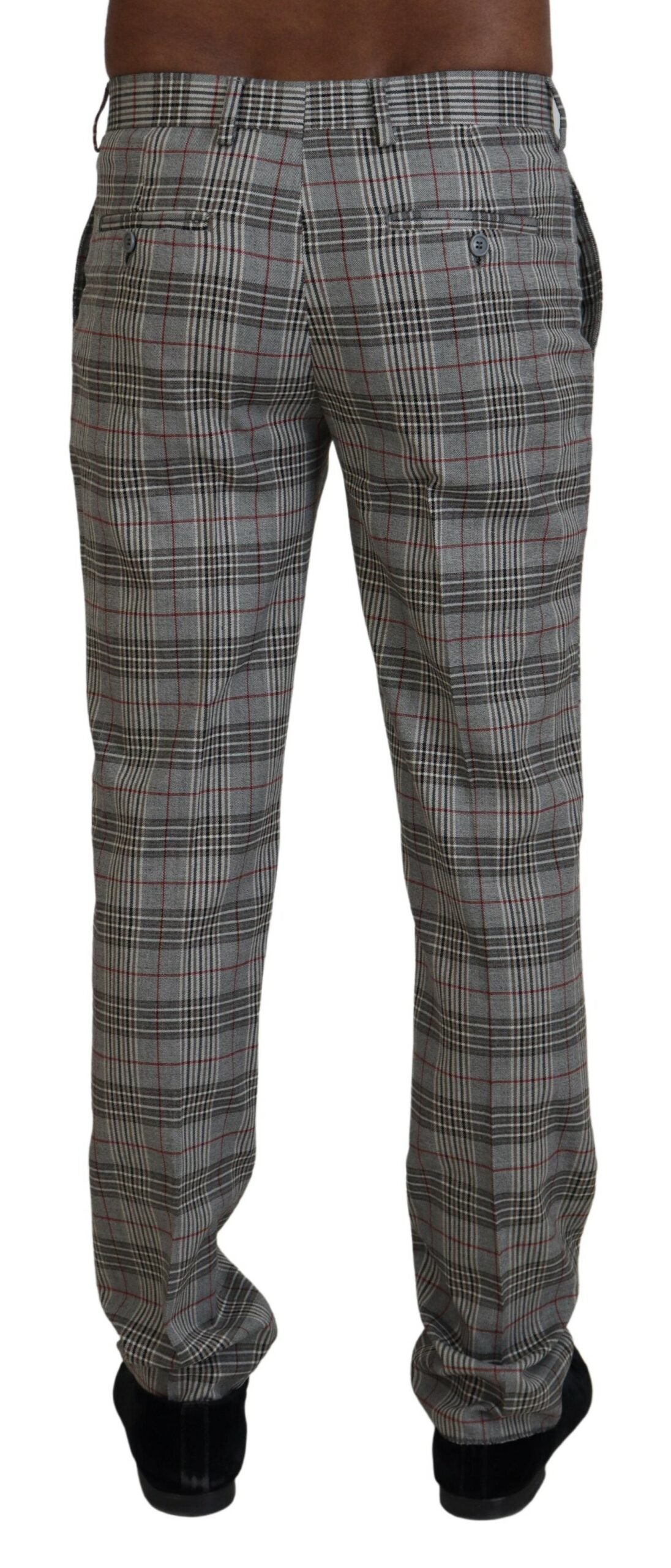 BENCIVENGA Elegant Gray Checkered Slim Men&