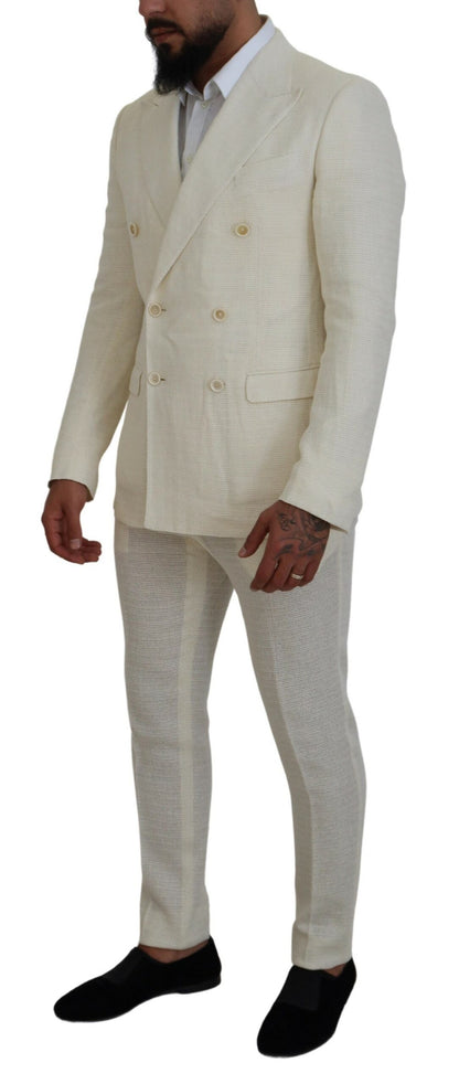 Dolce &amp; Gabbana Elegant Off White Silk-Blend Suit