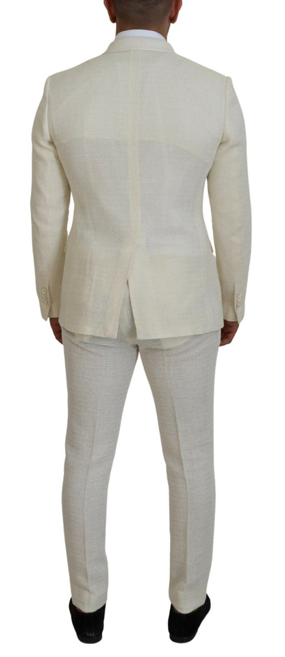 Dolce &amp; Gabbana Elegant Off White Silk-Blend Suit