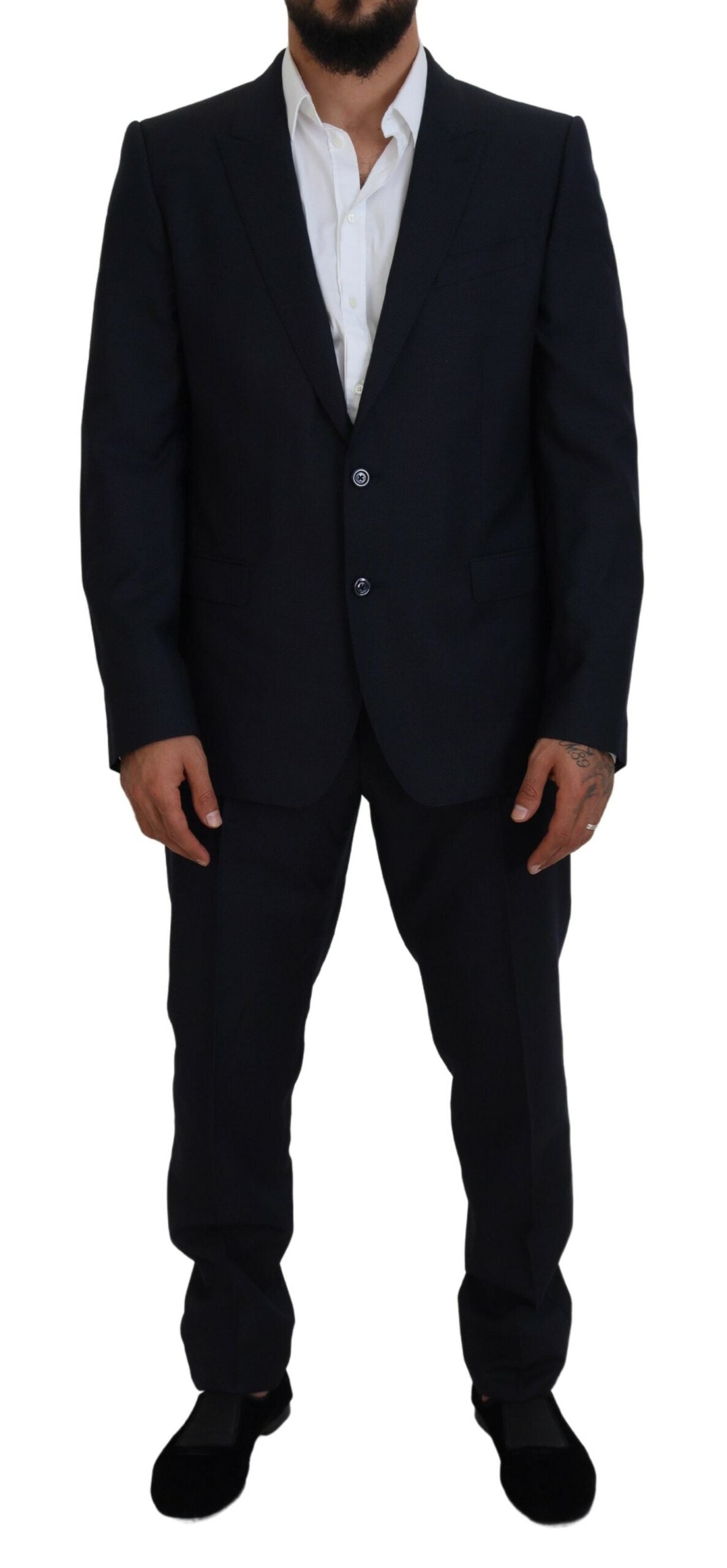 Dolce &amp; Gabbana Elegant Blue Martini Wool-Silk Blend Suit