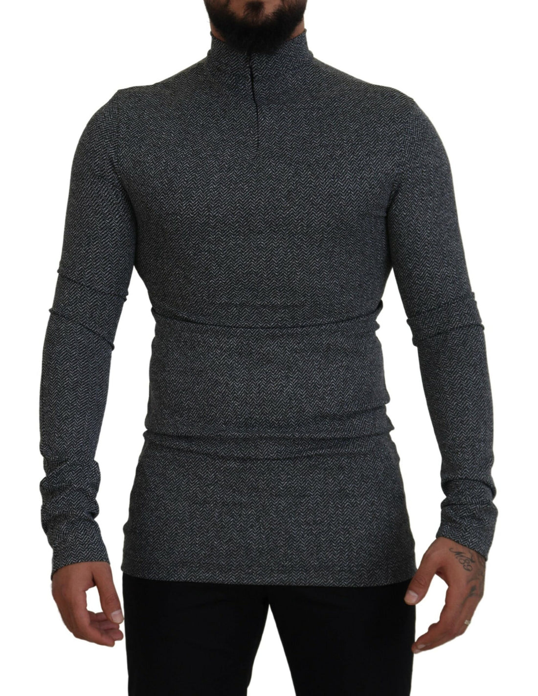 Dolce &amp; Gabbana Elegant Dark Gray Pullover Sweater