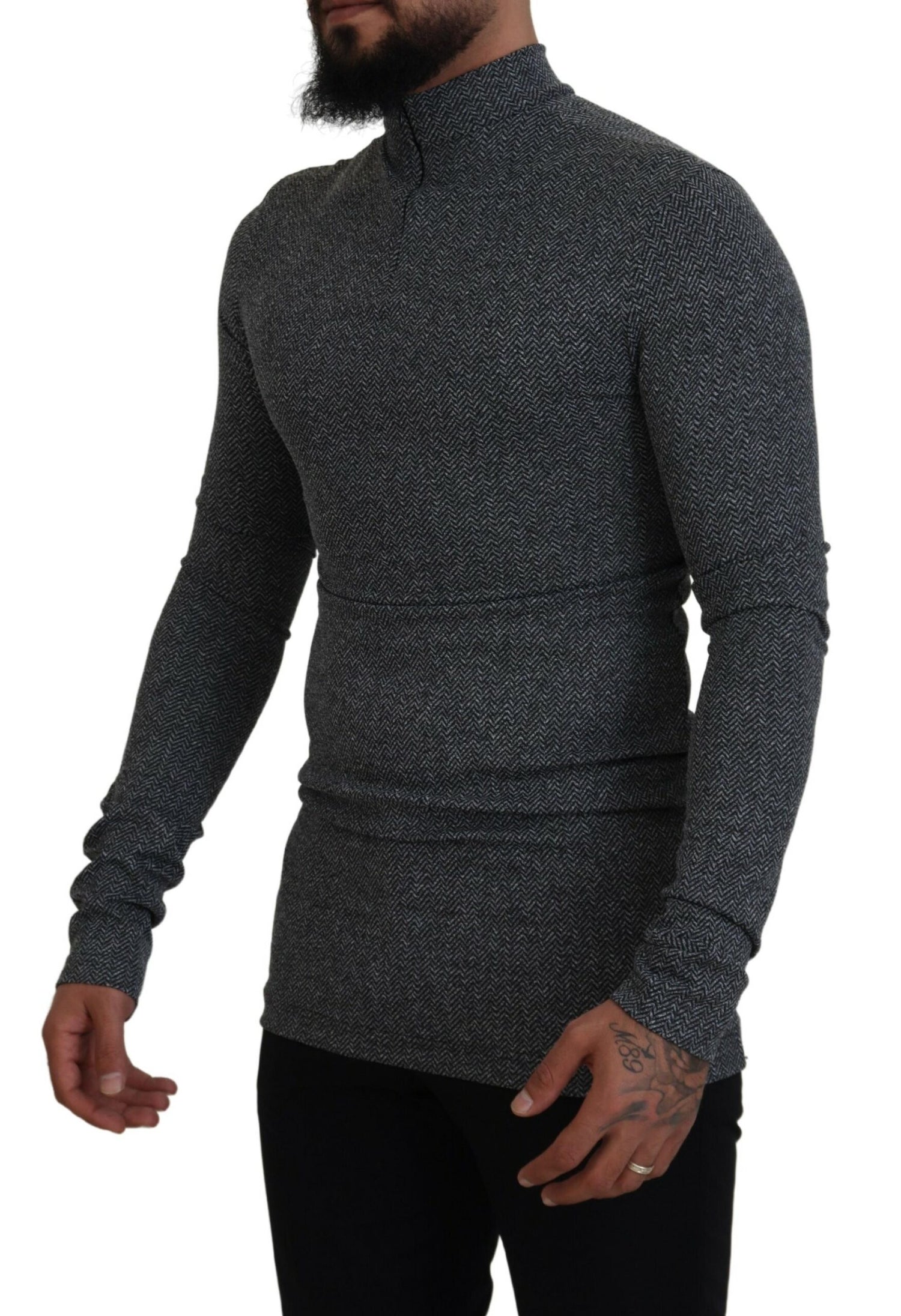 Dolce &amp; Gabbana Elegant Dark Gray Pullover Sweater