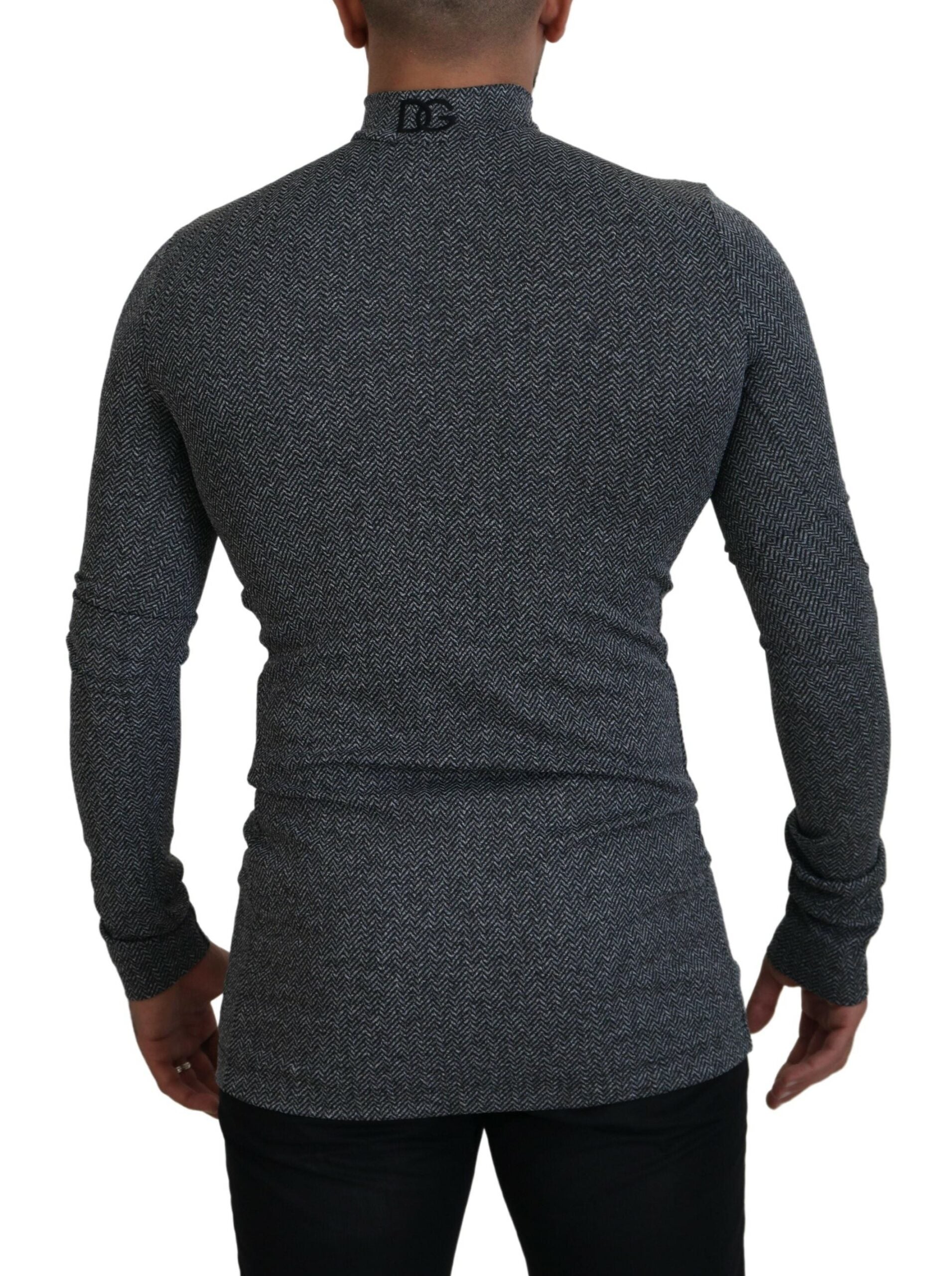 Dolce &amp; Gabbana Elegant Dark Gray Pullover Sweater