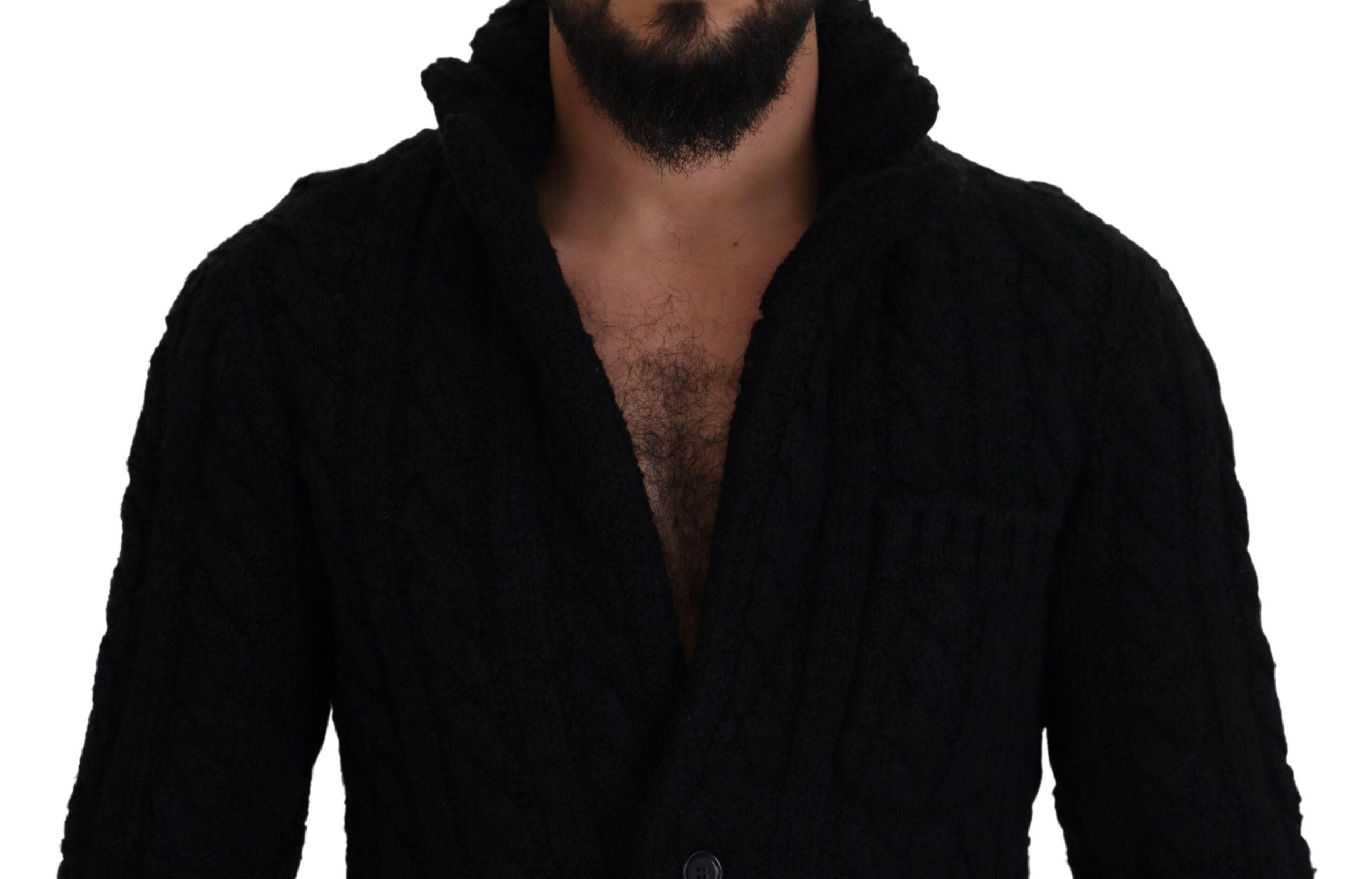 Dolce &amp; Gabbana Elegant Black Wool-Cashmere Blend Cardigan