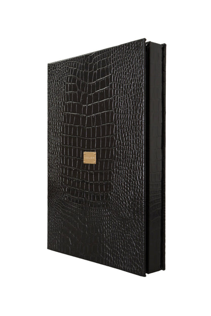 Dolce &amp; Gabbana Elegant Black Leather Catalogue Case