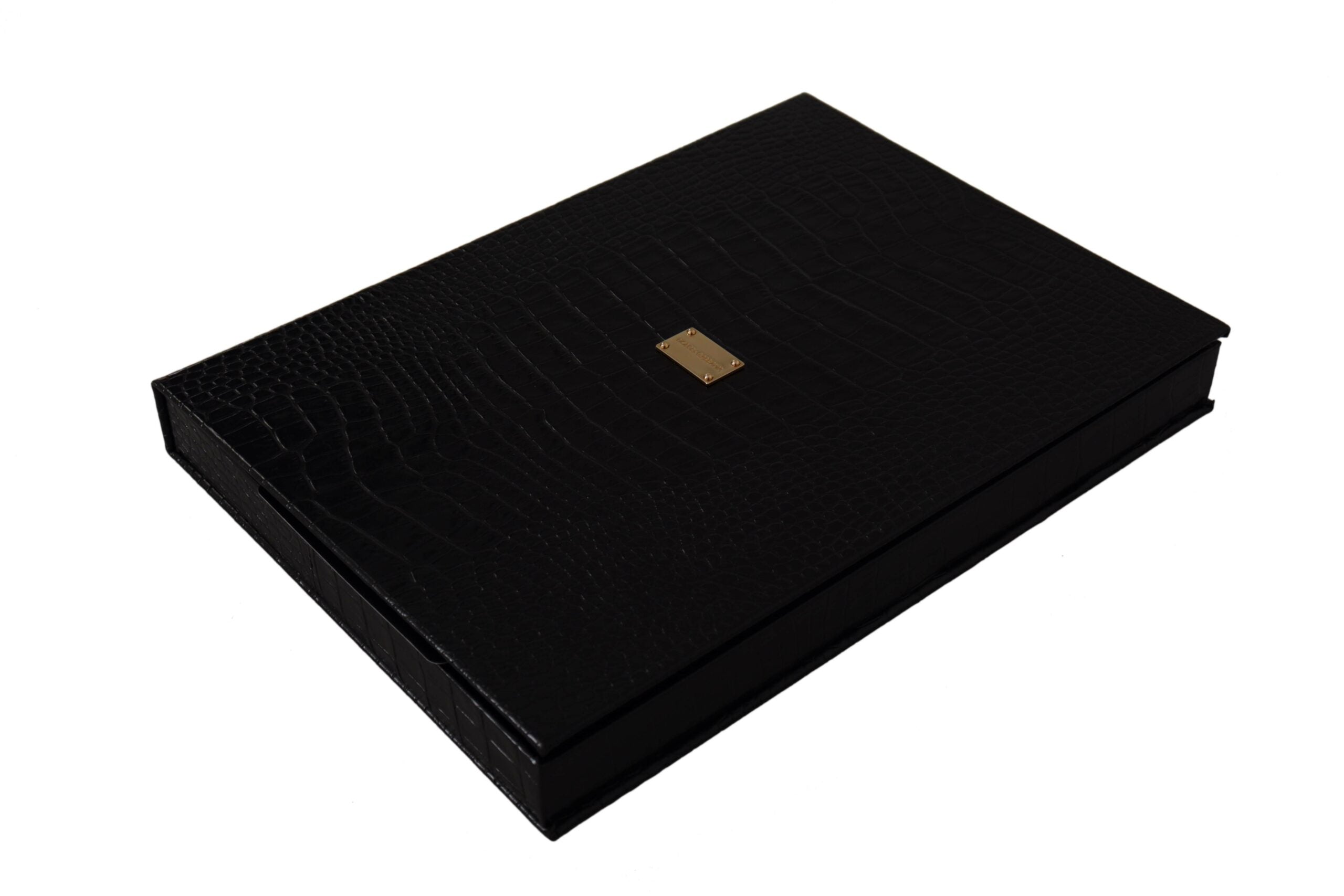 Dolce &amp; Gabbana Elegant Black Leather Catalogue Case