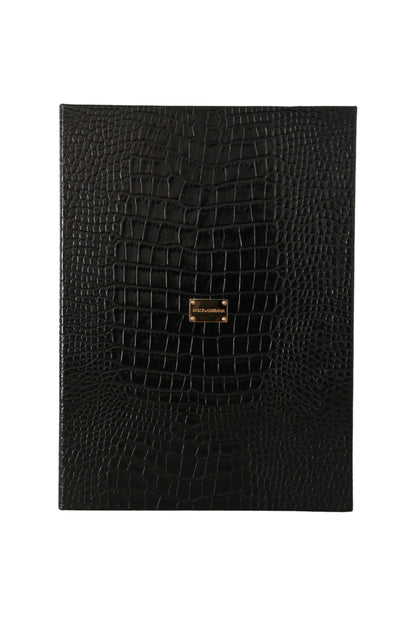 Dolce &amp; Gabbana Elegant Black Leather Catalogue Case