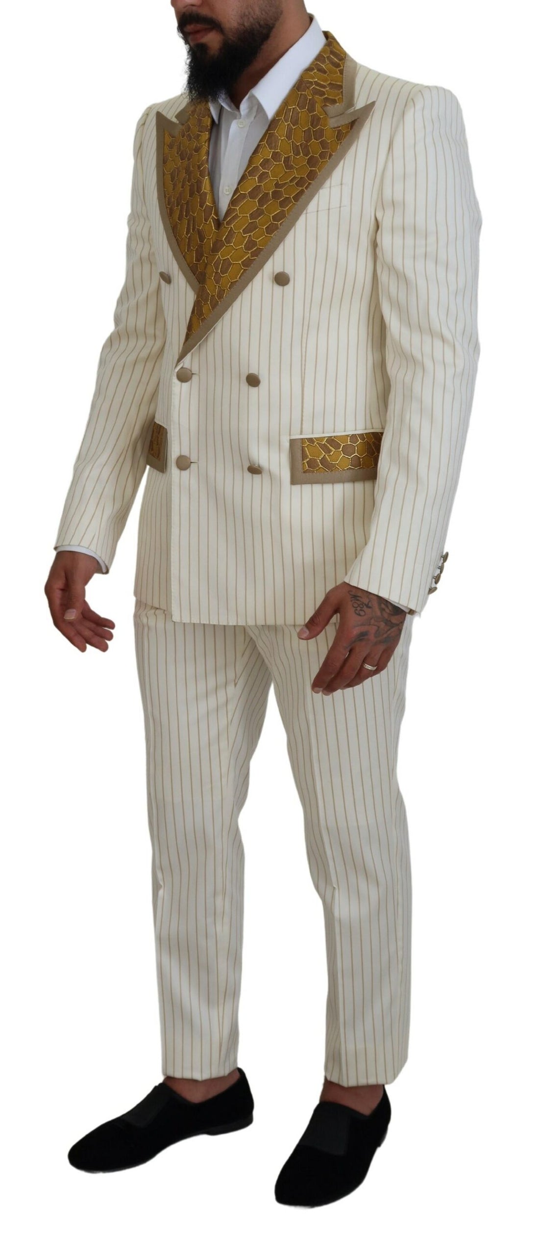 Dolce &amp; Gabbana Elegant Off White Double Breasted Suit