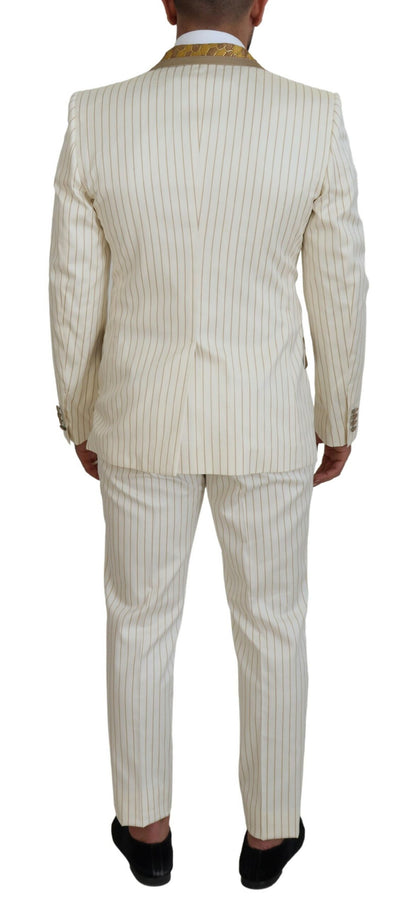 Dolce &amp; Gabbana Elegant Off White Double Breasted Suit