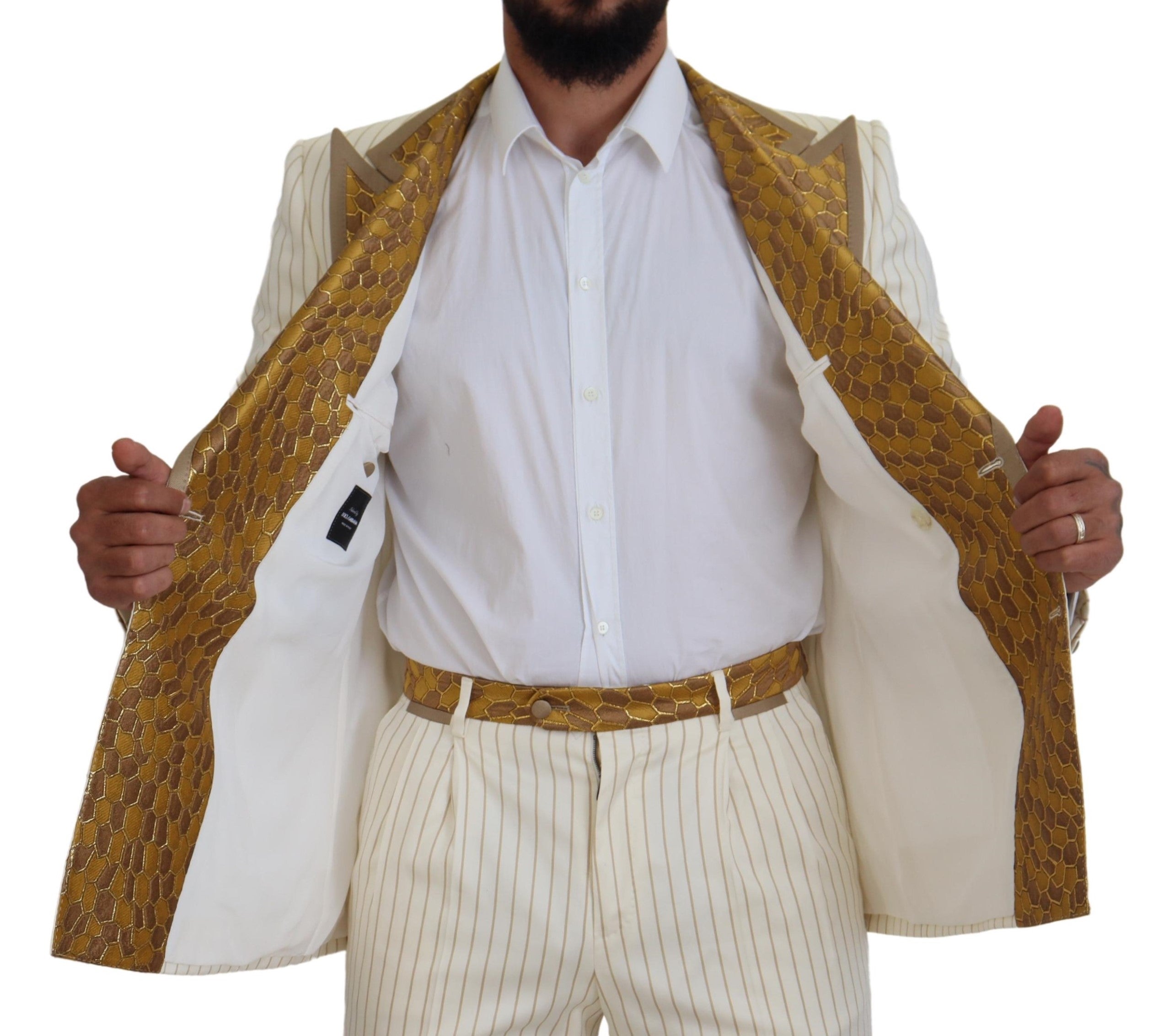 Dolce &amp; Gabbana Elegant Off White Double Breasted Suit