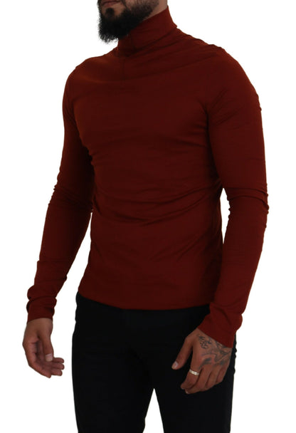 Dolce &amp; Gabbana Elegant Maroon Collar Zip Sweater