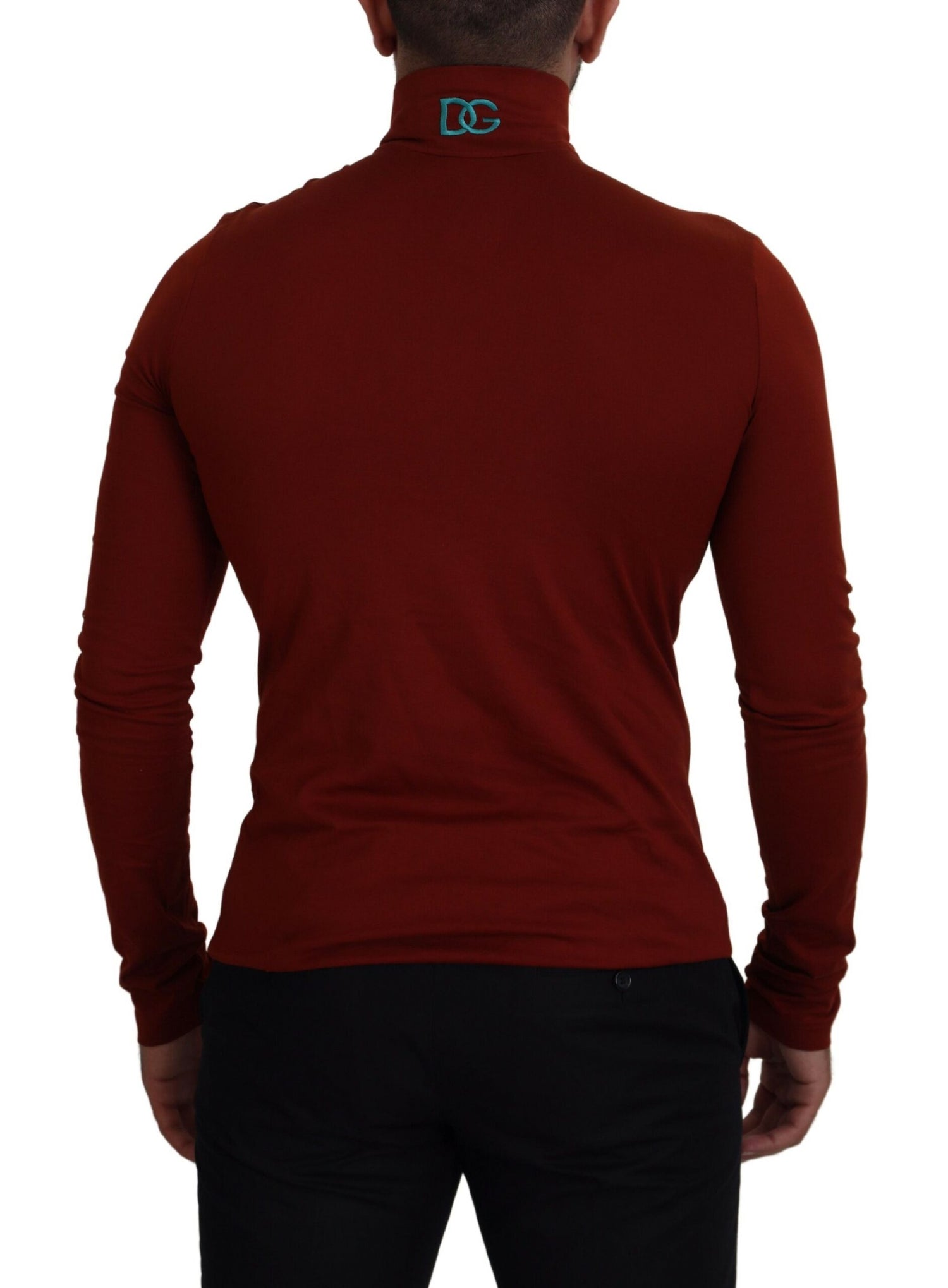 Dolce &amp; Gabbana Elegant Maroon Collar Zip Sweater