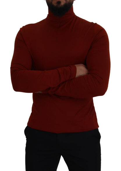 Dolce &amp; Gabbana Elegant Maroon Collar Zip Sweater