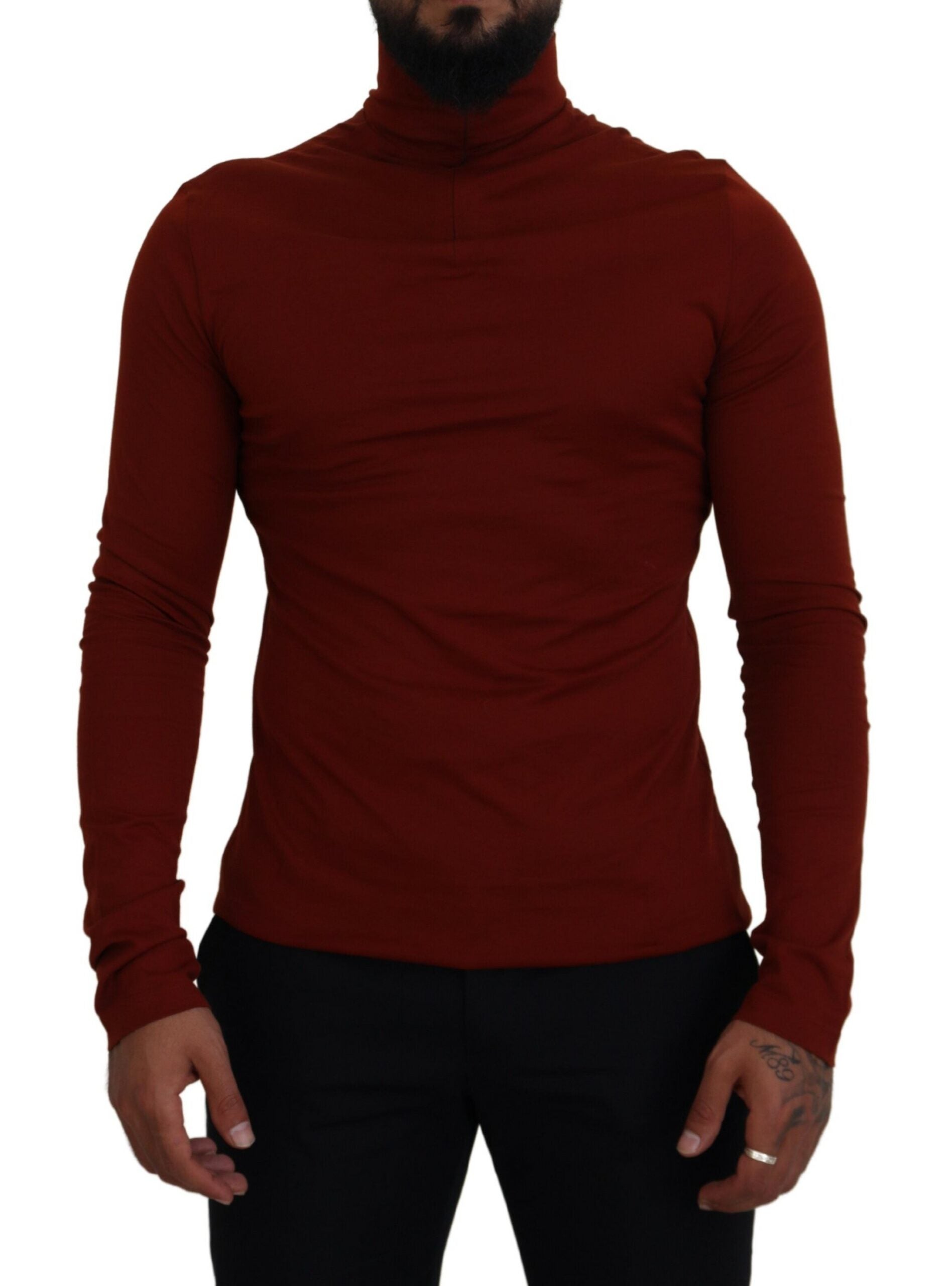 Dolce &amp; Gabbana Elegant Maroon Collar Zip Sweater