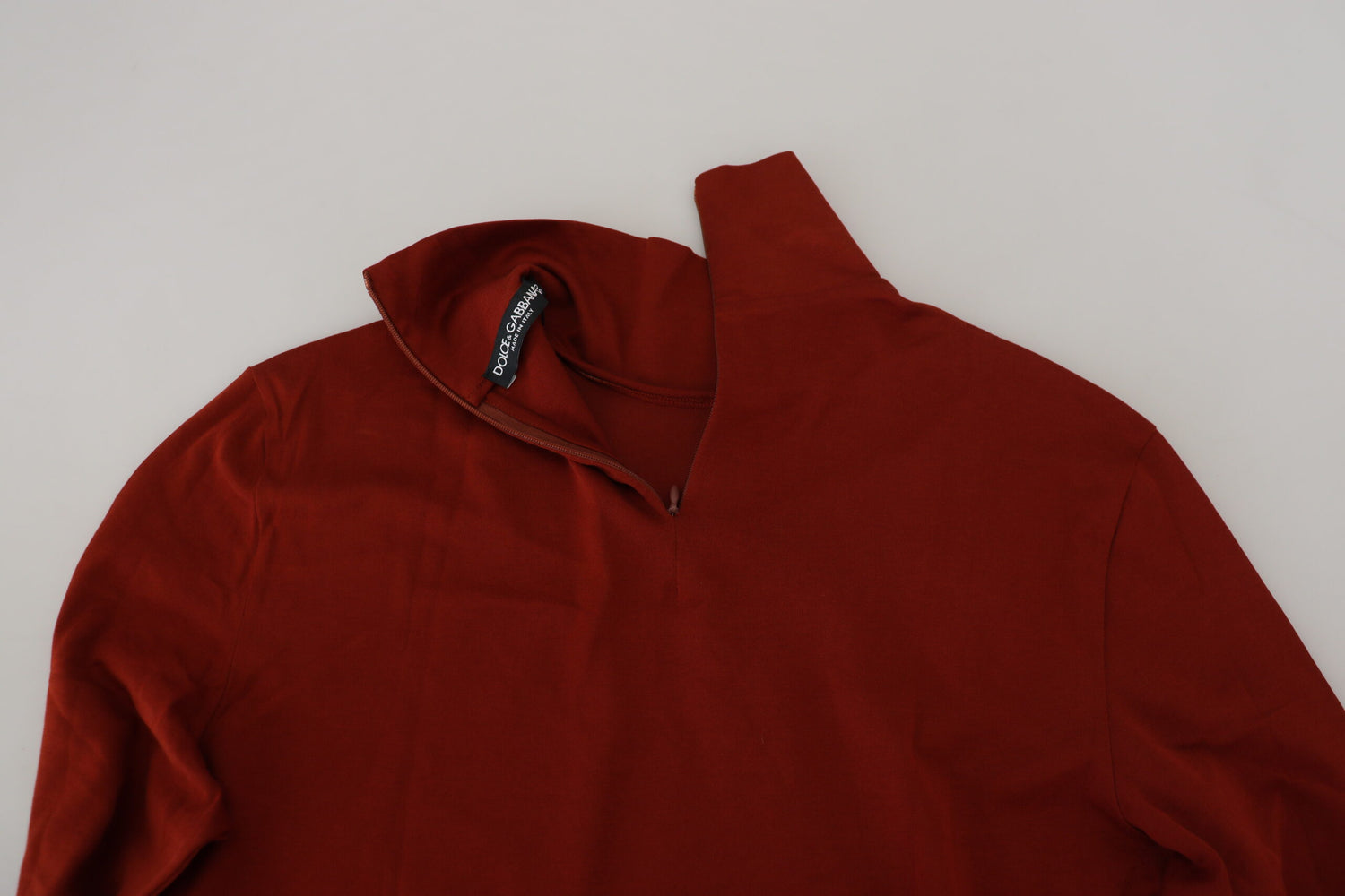 Dolce &amp; Gabbana Elegant Maroon Collar Zip Sweater