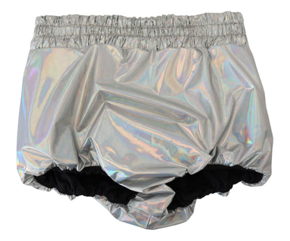 Dolce &amp; Gabbana Elevated Elegance Silver High Waist Shorts