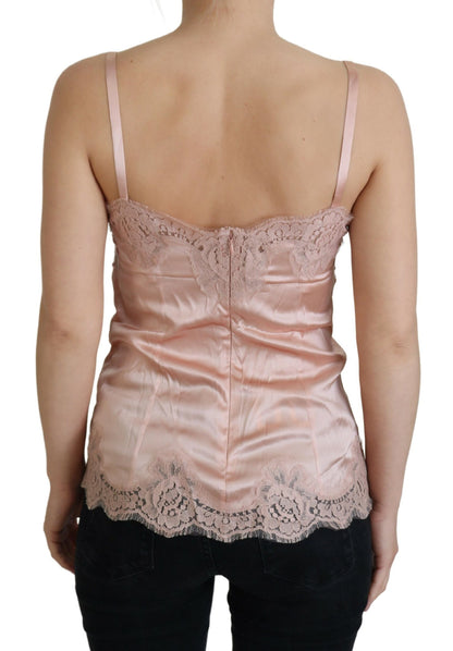 Dolce &amp; Gabbana Elegant Pink Silk Lingerie Top