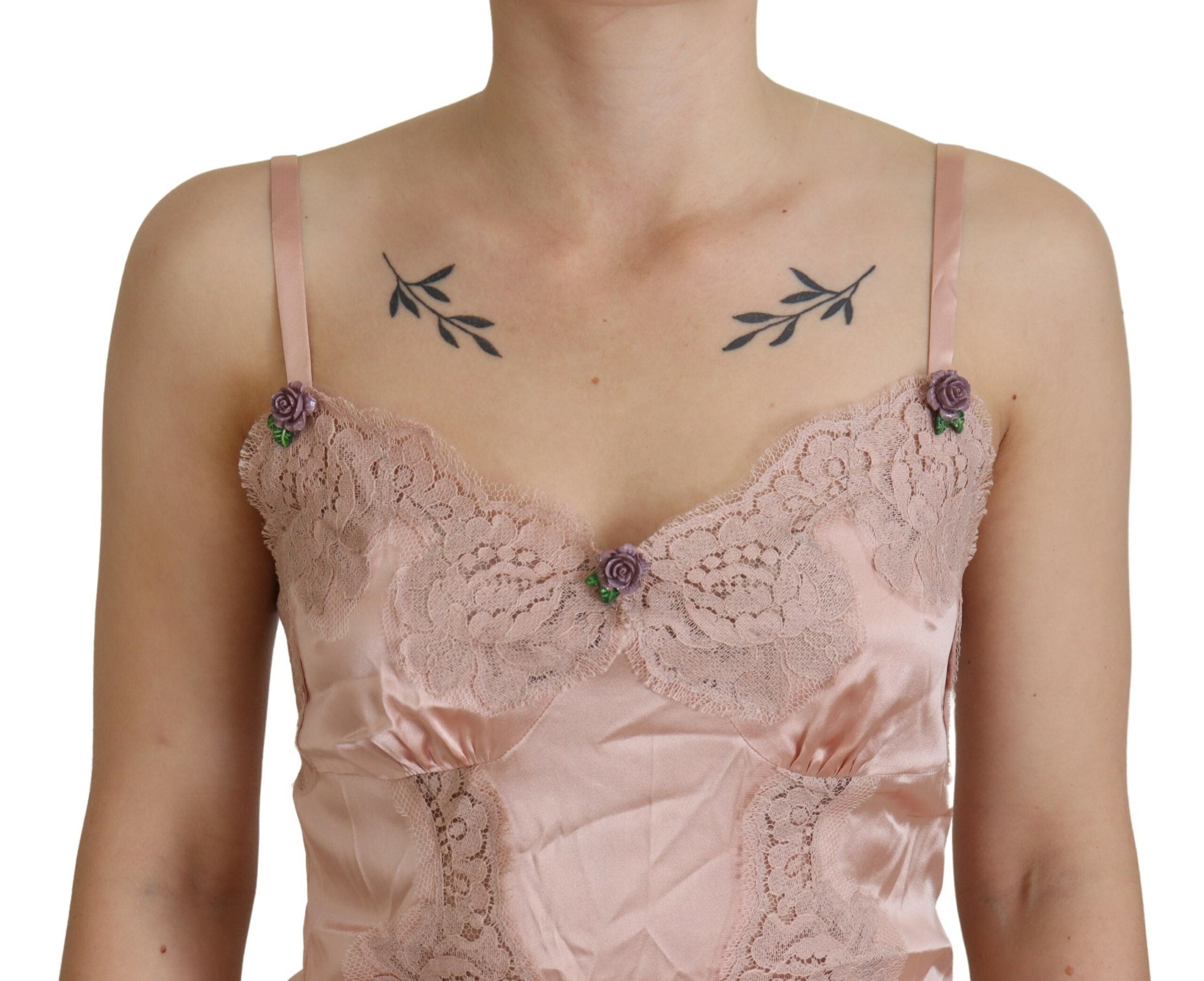 Dolce &amp; Gabbana Elegant Pink Silk Lingerie Top