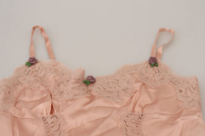 Dolce &amp; Gabbana Elegant Pink Silk Lingerie Top