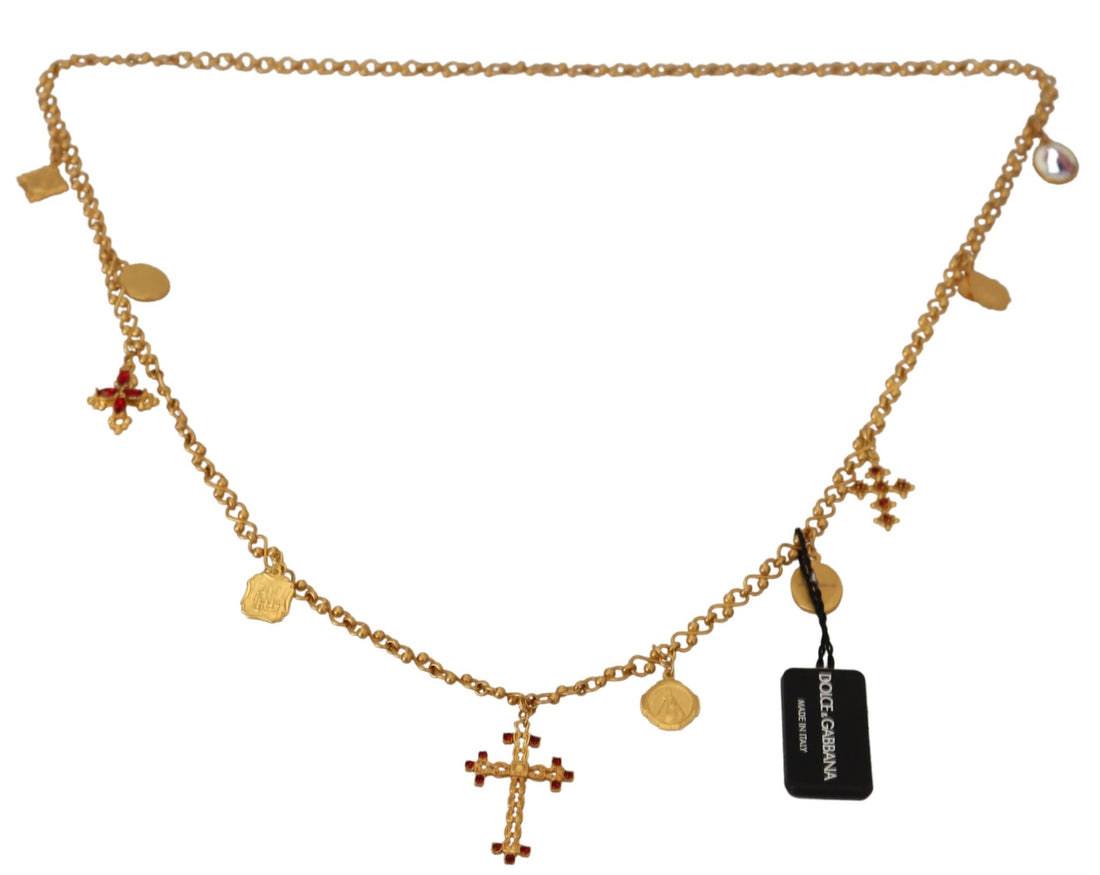 Dolce &amp; Gabbana Gold Tone Cross Charm Necklace