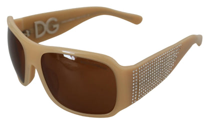 Dolce &amp; Gabbana Elegant Cream Swarovski Sunglasses