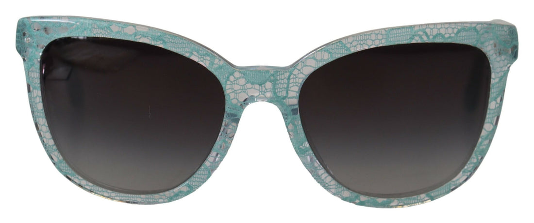 Dolce &amp; Gabbana Elegant Blue Lace Detail Sunglasses