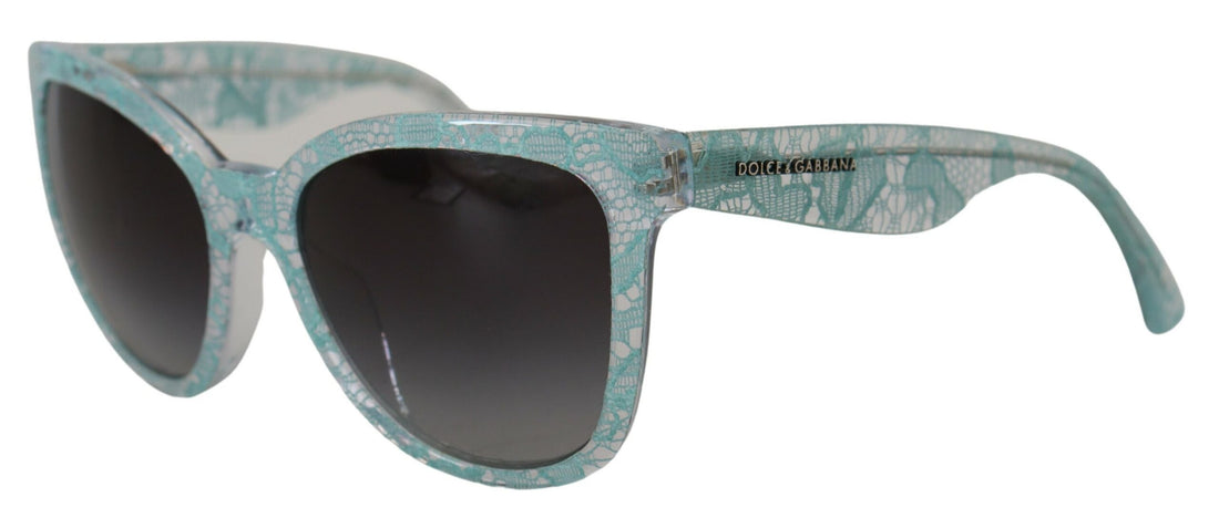 Dolce &amp; Gabbana Elegant Blue Lace Detail Sunglasses