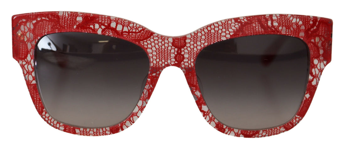 Dolce &amp; Gabbana Elegant Red Lace Detail Sunglasses