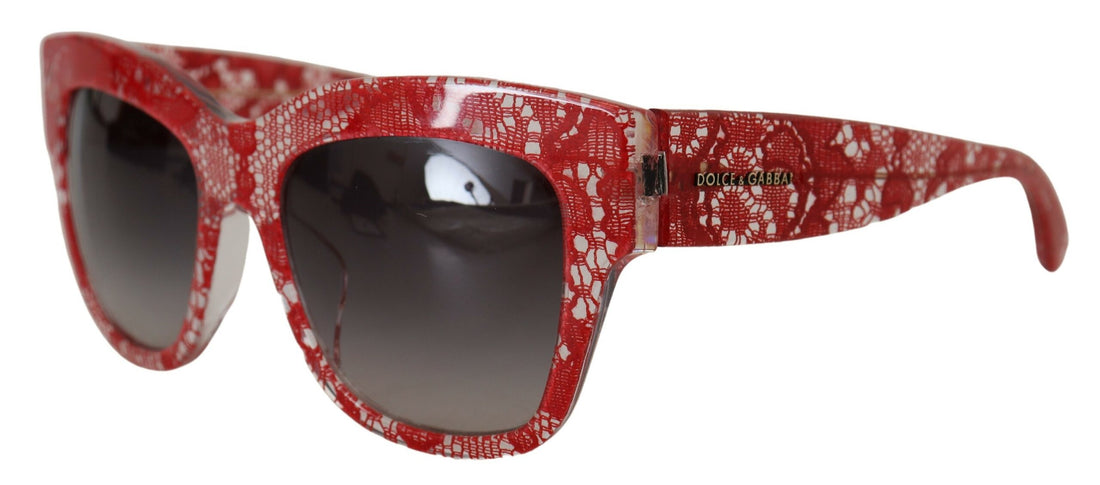 Dolce &amp; Gabbana Elegant Red Lace Detail Sunglasses